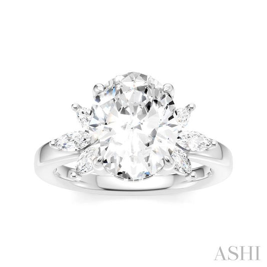 ASHI Oval Shape Semi-Mount Diamond Engagement Ring 198B3PPFHWG-SM-OV3