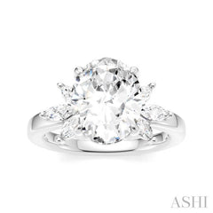 ASHI Oval Shape Semi-Mount Diamond Engagement Ring 198B3PPFHWG-SM-OV3
