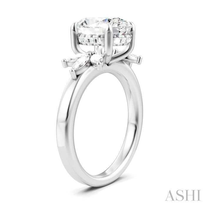 ASHI Oval Shape Semi-Mount Diamond Engagement Ring 198B3PPFHWG-SM-OV3