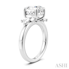 ASHI Oval Shape Semi-Mount Diamond Engagement Ring 198B3PPFHWG-SM-OV3
