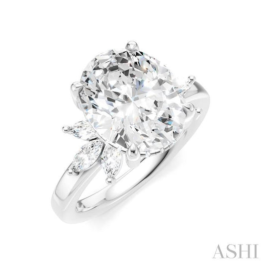 ASHI Oval Shape Semi-Mount Diamond Engagement Ring 198B3PPFHWG-SM-OV4