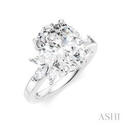 ASHI Oval Shape Semi-Mount Diamond Engagement Ring 198B3PPFHWG-SM-OV4