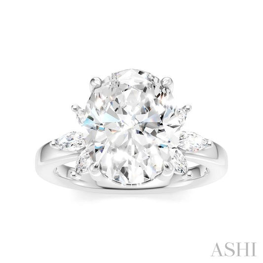 ASHI Oval Shape Semi-Mount Diamond Engagement Ring 198B3PPFHWG-SM-OV4