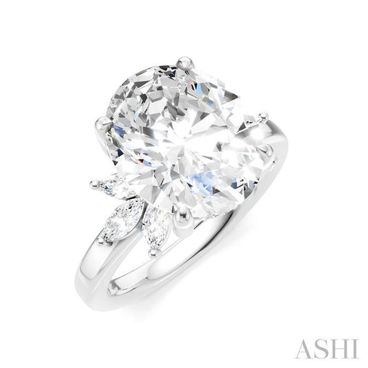 ASHI Oval Shape Semi-Mount Diamond Engagement Ring 198B3PPFHWG-SM-OV5