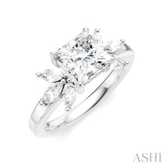 ASHI Princess Shape Semi-Mount Diamond Engagement Ring 198B3PPFHWG-SM-PN1