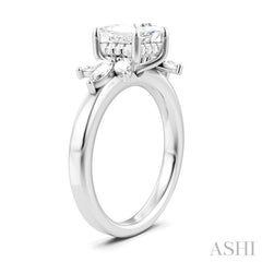 ASHI Princess Shape Semi-Mount Diamond Engagement Ring 198B3PPFHWG-SM-PN1