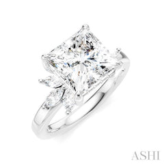 ASHI Princess Shape Semi-Mount Diamond Engagement Ring 198B3PPFHWG-SM-PN3