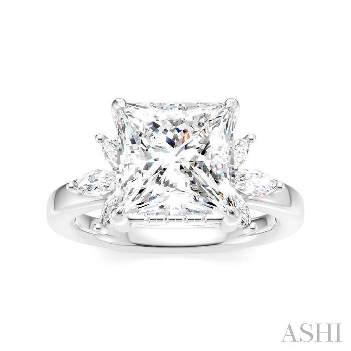 ASHI Princess Shape Semi-Mount Diamond Engagement Ring 198B3PPFHWG-SM-PN3