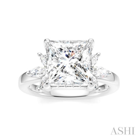 ASHI Princess Shape Semi-Mount Diamond Engagement Ring 198B3PPFHWG-SM-PN3