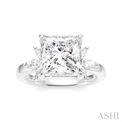 ASHI Princess Shape Semi-Mount Diamond Engagement Ring 198B3PPFHWG-SM-PN3