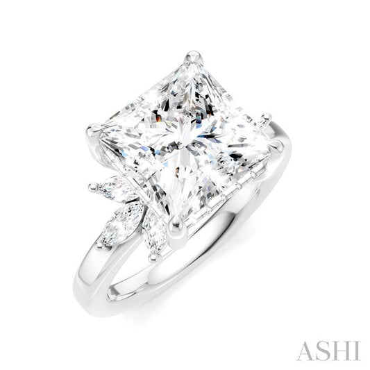 ASHI Princess Shape Semi-Mount Diamond Engagement Ring 198B3PPFHWG-SM-PN4
