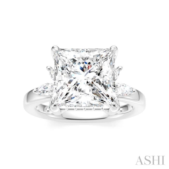 ASHI Princess Shape Semi-Mount Diamond Engagement Ring 198B3PPFHWG-SM-PN4