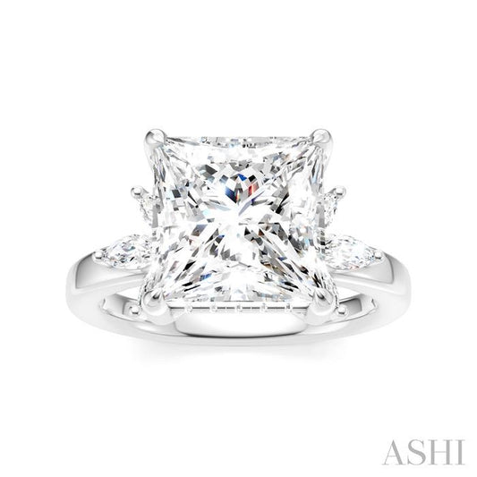 ASHI Princess Shape Semi-Mount Diamond Engagement Ring 198B3PPFHWG-SM-PN4