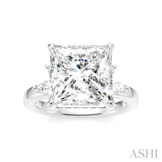 ASHI Princess Shape Semi-Mount Diamond Engagement Ring 198B3PPFHWG-SM-PN5