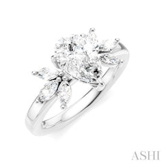 ASHI Pear Shape Semi-Mount Diamond Engagement Ring 198B3PPFHWG-SM-PR1