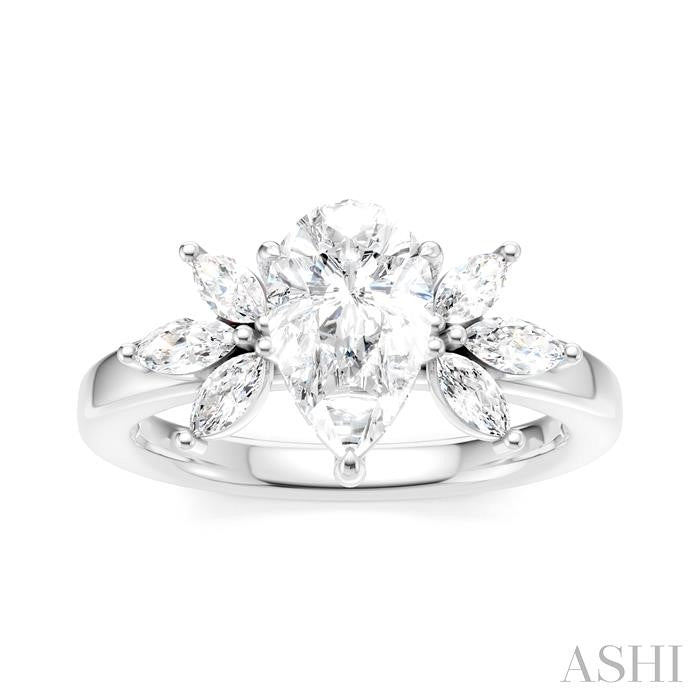 ASHI Pear Shape Semi-Mount Diamond Engagement Ring 198B3PPFHWG-SM-PR1