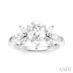 ASHI Pear Shape Semi-Mount Diamond Engagement Ring 198B3PPFHWG-SM-PR1