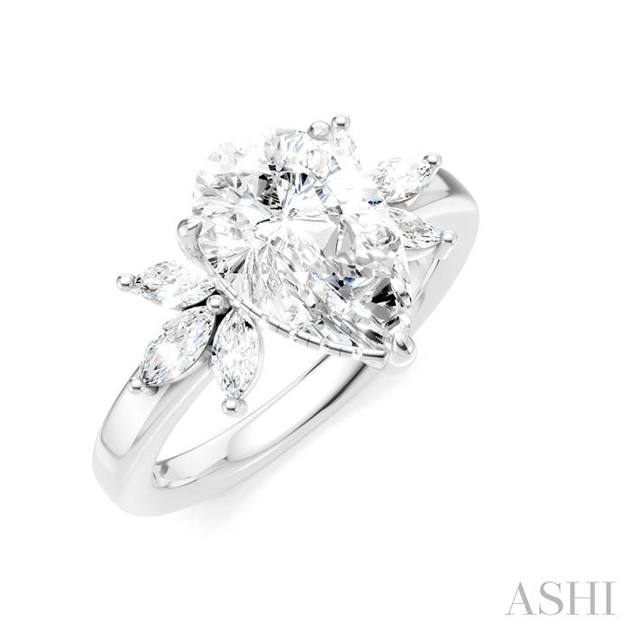 ASHI Pear Shape Semi-Mount Diamond Engagement Ring 198B3PPFHWG-SM-PR2