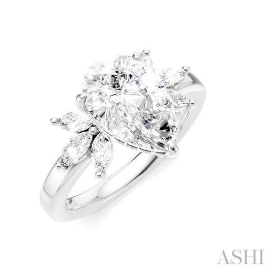 ASHI Pear Shape Semi-Mount Diamond Engagement Ring 198B3PPFHWG-SM-PR2
