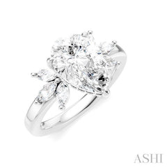 ASHI Pear Shape Semi-Mount Diamond Engagement Ring 198B3PPFHWG-SM-PR2