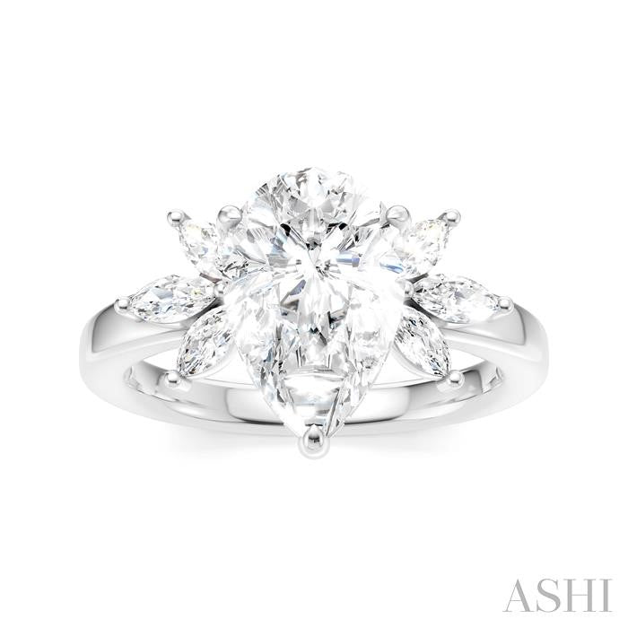 ASHI Pear Shape Semi-Mount Diamond Engagement Ring 198B3PPFHWG-SM-PR2
