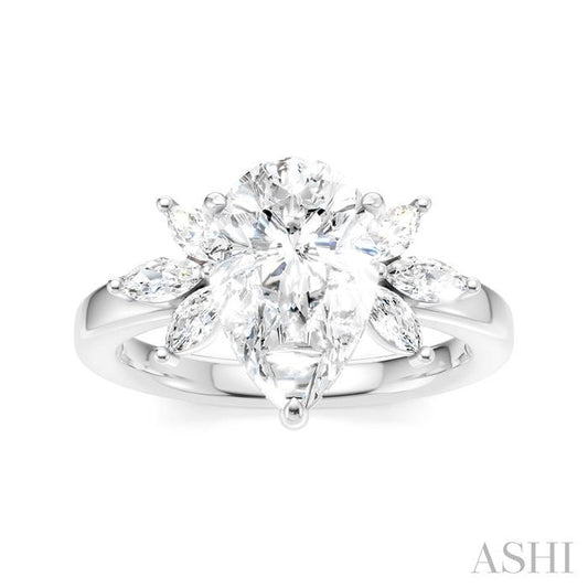 ASHI Pear Shape Semi-Mount Diamond Engagement Ring 198B3PPFHWG-SM-PR2