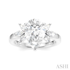 ASHI Pear Shape Semi-Mount Diamond Engagement Ring 198B3PPFHWG-SM-PR2