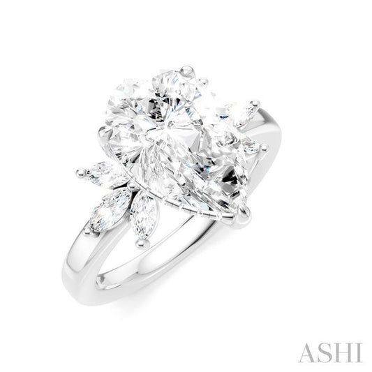 ASHI Pear Shape Semi-Mount Diamond Engagement Ring 198B3PPFHWG-SM-PR3