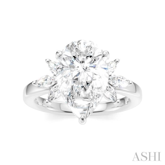 ASHI Pear Shape Semi-Mount Diamond Engagement Ring 198B3PPFHWG-SM-PR3