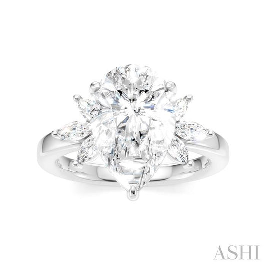 ASHI Pear Shape Semi-Mount Diamond Engagement Ring 198B3PPFHWG-SM-PR3