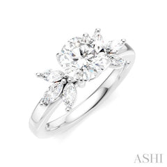 ASHI Round Shape Semi-Mount Diamond Engagement Ring 198B3PPFHWG-SM-RD1