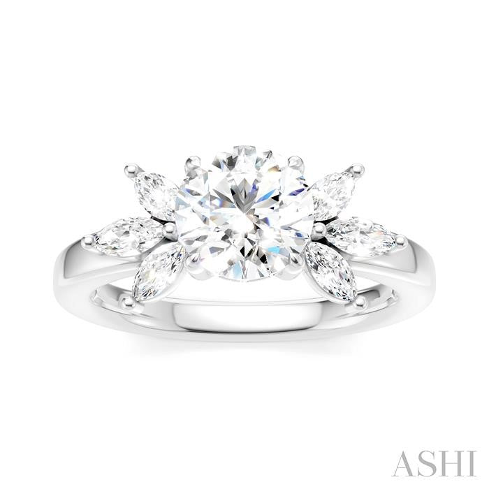 ASHI Round Shape Semi-Mount Diamond Engagement Ring 198B3PPFHWG-SM-RD1
