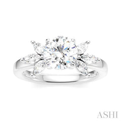 ASHI Round Shape Semi-Mount Diamond Engagement Ring 198B3PPFHWG-SM-RD1