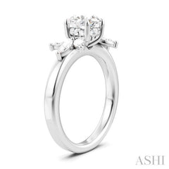 ASHI Round Shape Semi-Mount Diamond Engagement Ring 198B3PPFHWG-SM-RD1