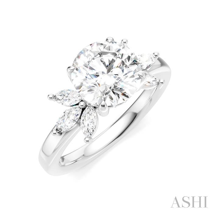 ASHI Round Shape Semi-Mount Diamond Engagement Ring 198B3PPFHWG-SM-RD2