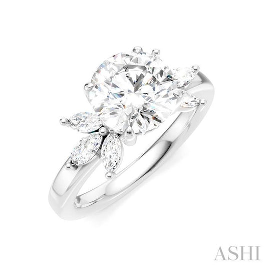 ASHI Round Shape Semi-Mount Diamond Engagement Ring 198B3PPFHWG-SM-RD2