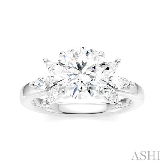 ASHI Round Shape Semi-Mount Diamond Engagement Ring 198B3PPFHWG-SM-RD2