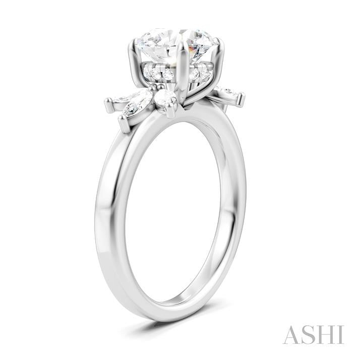 ASHI Round Shape Semi-Mount Diamond Engagement Ring 198B3PPFHWG-SM-RD2