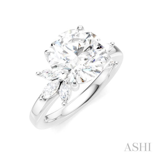 ASHI Round Shape Semi-Mount Diamond Engagement Ring 198B3PPFHWG-SM-RD3