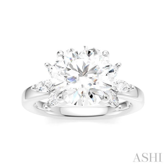 ASHI Round Shape Semi-Mount Diamond Engagement Ring 198B3PPFHWG-SM-RD3