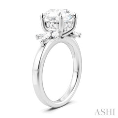 ASHI Round Shape Semi-Mount Diamond Engagement Ring 198B3PPFHWG-SM-RD3