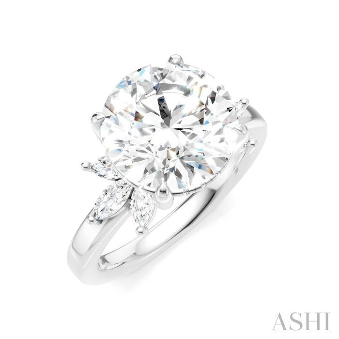 ASHI Round Shape Semi-Mount Diamond Engagement Ring 198B3PPFHWG-SM-RD4