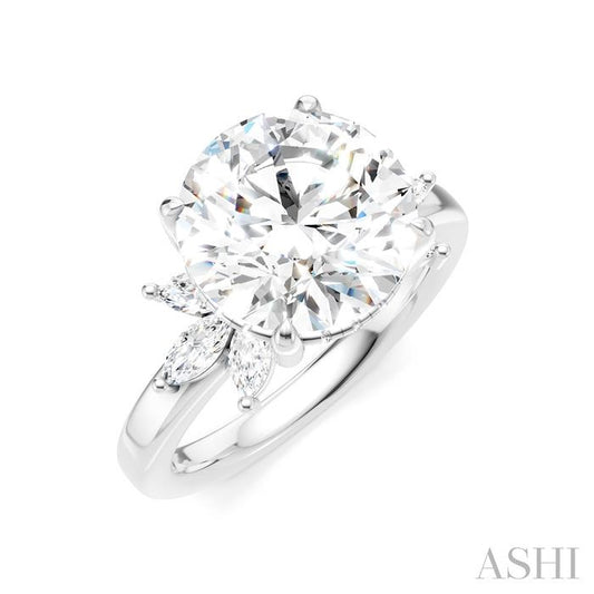 ASHI Round Shape Semi-Mount Diamond Engagement Ring 198B3PPFHWG-SM-RD4