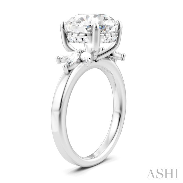 ASHI Round Shape Semi-Mount Diamond Engagement Ring 198B3PPFHWG-SM-RD4