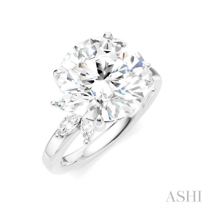 ASHI Round Shape Semi-Mount Diamond Engagement Ring 198B3PPFHWG-SM-RD5