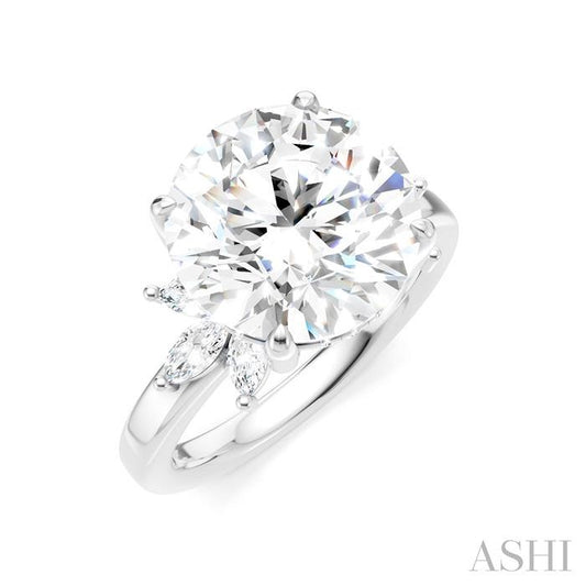 ASHI Round Shape Semi-Mount Diamond Engagement Ring 198B3PPFHWG-SM-RD5