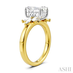 ASHI Emerald Shape Semi-Mount Diamond Engagement Ring 198B3PPFHYW-SM-EM2