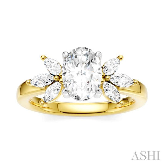 ASHI Oval Shape Semi-Mount Diamond Engagement Ring 198B3PPFHYW-SM-OV1