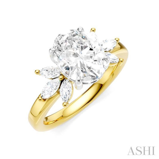 ASHI Oval Shape Semi-Mount Diamond Engagement Ring 198B3PPFHYW-SM-OV2