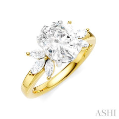 ASHI Oval Shape Semi-Mount Diamond Engagement Ring 198B3PPFHYW-SM-OV2